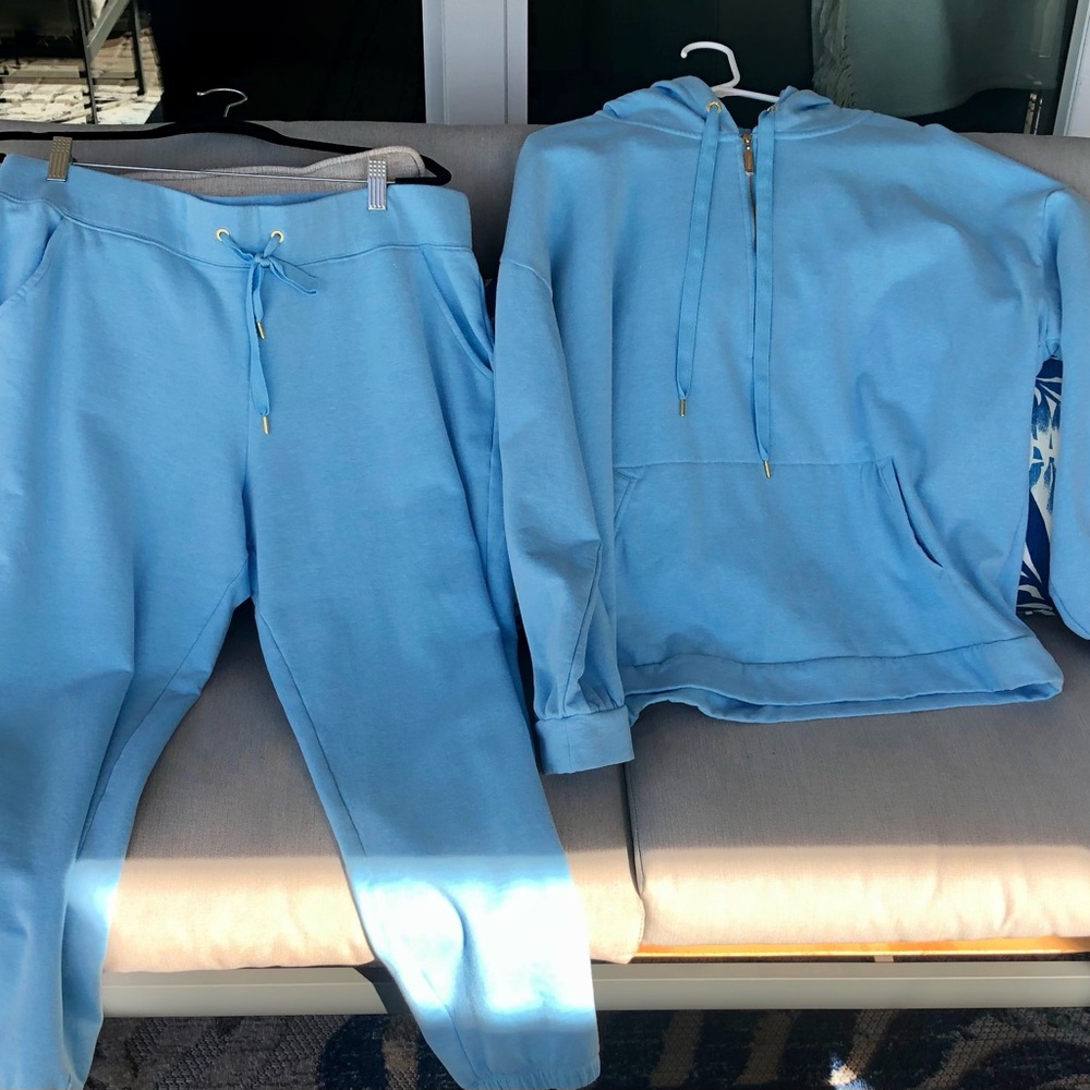 Lilly Pulitzer Sweatsuit, Trackie top and bottom, cotton and polyester.